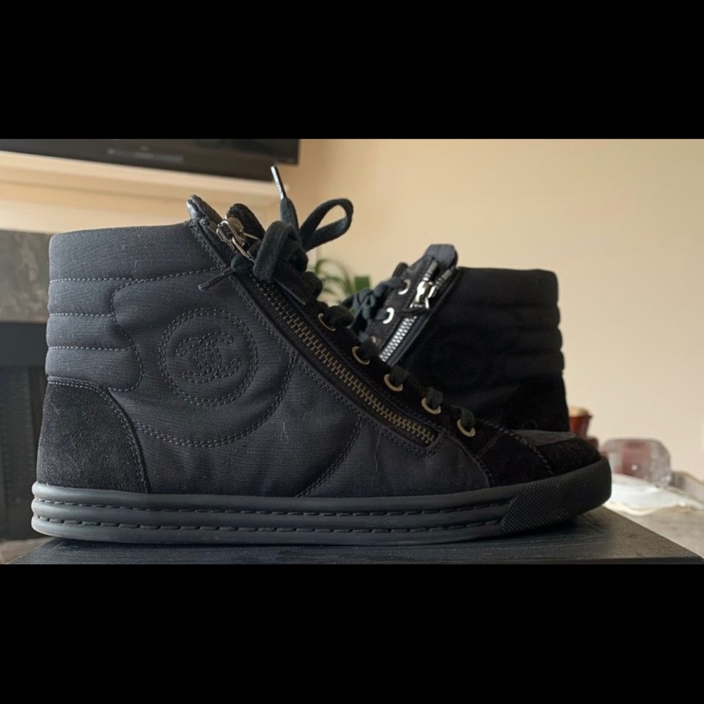Chanel Hightop Black Sneakers size 8.5